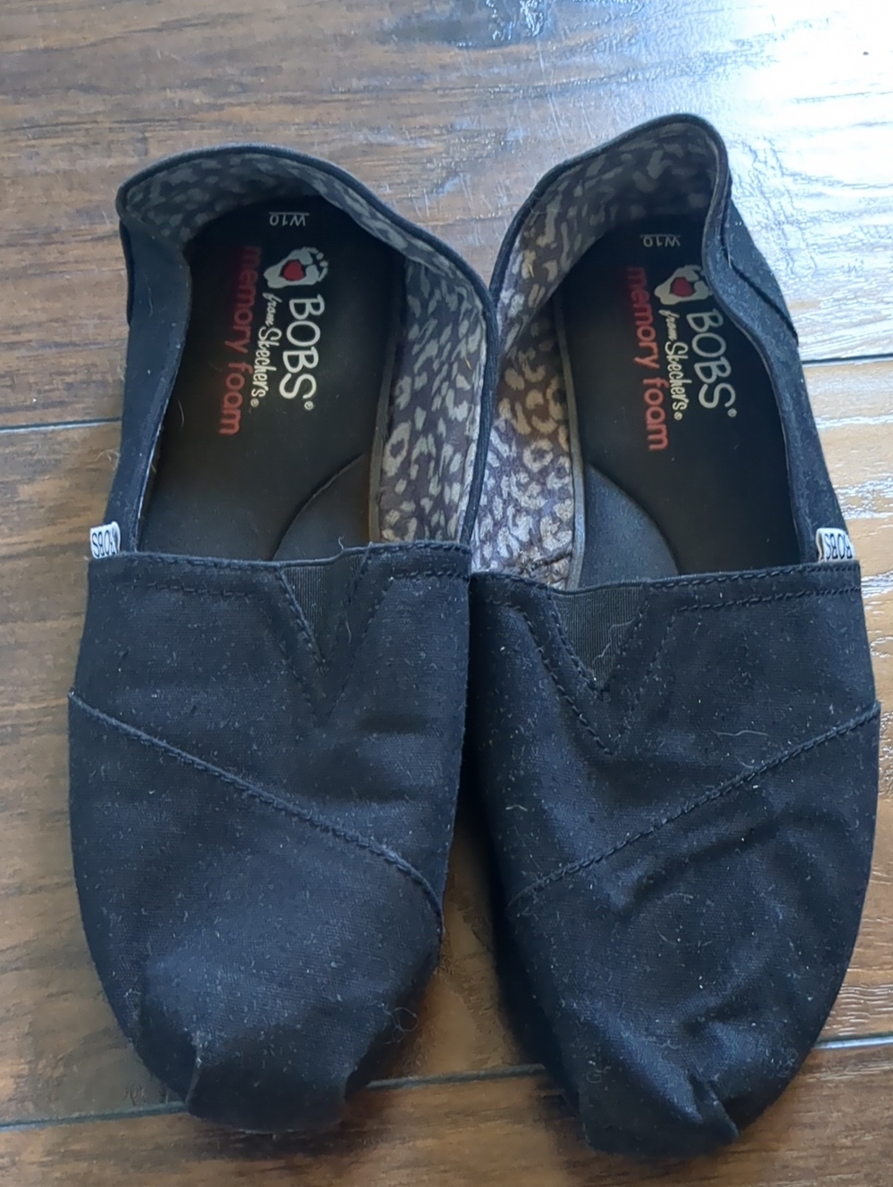 Skechers BOBS Black Slip-On Memory Foam Flats Women's Size 10